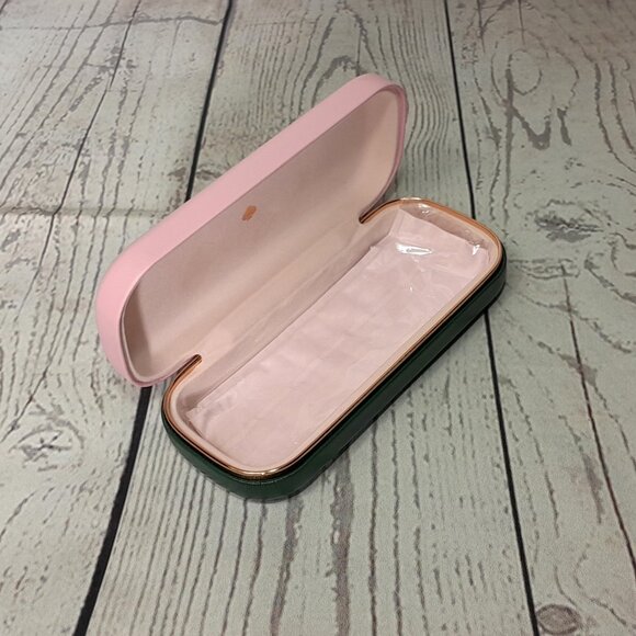 Kate Spade New York Eyeglass Sunglass Hard Case Pink Green With Cloth - Picture 10 of 11